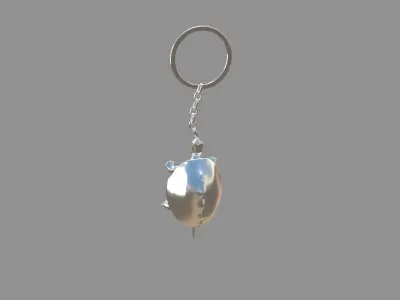 Turtle keychain silver 3D model