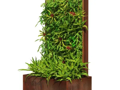 Decoration greenwall fitowall with plant box Low-poly 3D model