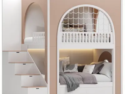Kids Two Level Bed 3D model