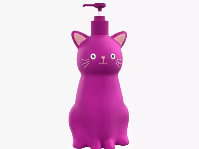 Cat Liquid Soap Dispenser Pink Version 3D model