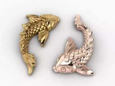 koi fish relief 3D print model