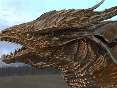 Dragon head Long angular 3D model