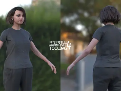 Woman - Sport Outfit 3 - Modular - Rigged Low-poly 3D model