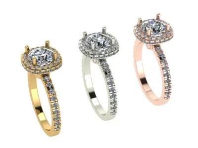 Unique halo style diamond ring 3D print model