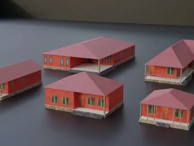 HOUSE PACK LOW POLY ready for unreal engine Low-poly 3D model