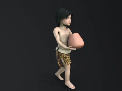 hominid child Low-poly 3D model