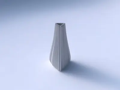 Vase puffy tipped triangle with extruded vertical lines 3D print model