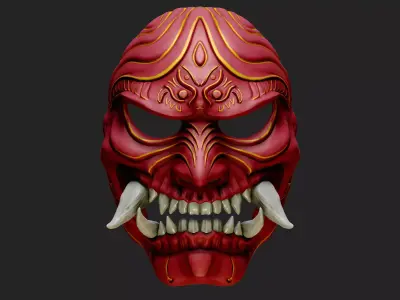 Wearable Oni Mask 14 Demon Full Face Fang 3D print model
