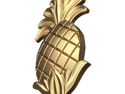 Pineapple Wood Carving Low-poly 3D model