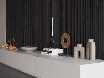 Decorated Wall with Biofireplace 3D model