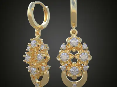 Earring 3D model 3D printable model 0107-10ol21n Free 3D print model