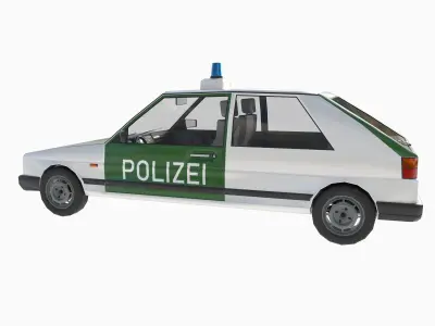 VW Volkswagen golf 2 police in Germany Low-poly 3D model