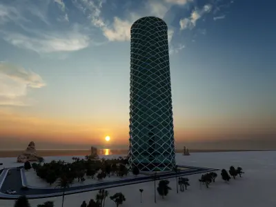 tower tall building in desert 3D model