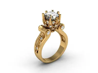 Engagement Luxury Ring With Diamonds 3D Print Model 3D print model