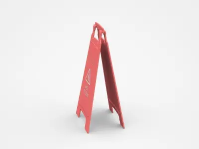 Red Warning Sign Barrier About Wet Floor 3D model
