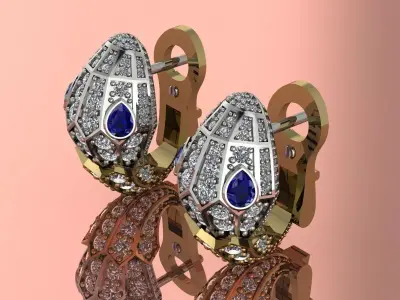 Earrings Snake Bulgari Brand Jewelry Gold 3D print model