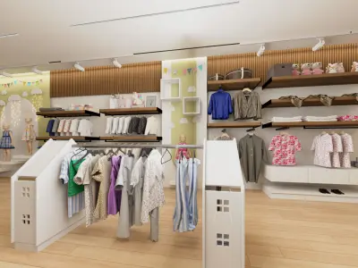 Modern Children Clothing Store Interior 3D Model 3D model