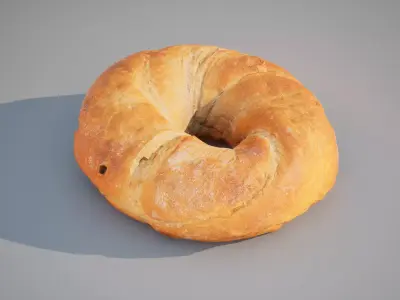 Bagel bread Game ready 5K triangles 4K PBR textures Low-poly 3D model