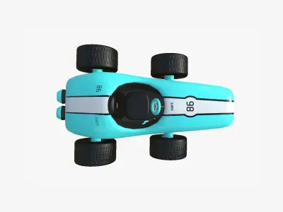 Cartoon Kart F10 Light Blue - Vehicle Racing Design Low-poly 3D model