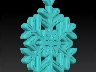 3D Printable  pendant Snowflake Ornament Low and High Resolution 3D print model