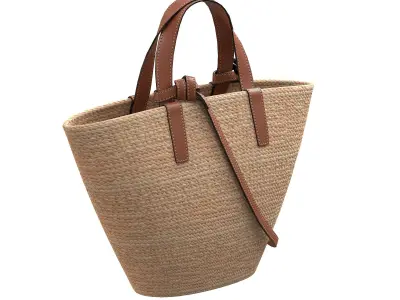 Celine Triomphe Classic Pannier Basket Bag in Raffia Low-poly 3D model