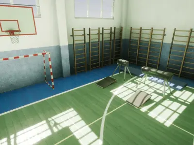 School Gym Low-poly 3D model