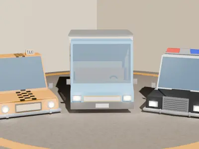 Stylized Low Poly Cars Bundle Game Ready Low-poly 3D model