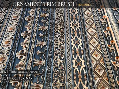 60 Ornament Trim Brush- 3D Models  Low-poly 3D model