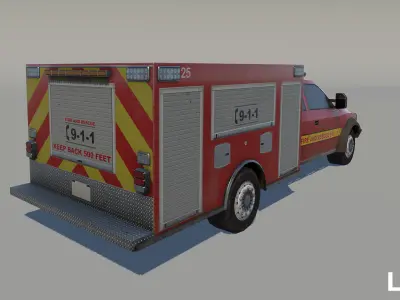 Fire and Rescue truck Low-poly 3D model