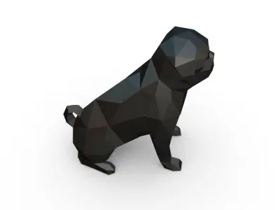 pug low poly 3D print model