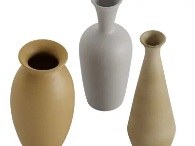 Glazed Ceramic Floor Vases 3D model