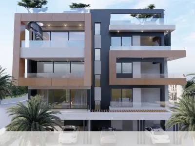 ELE18 modern apartment building on corner of street 3D model