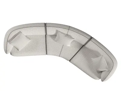 Auburn Performance Fabric Curve 3 Seater Sofa 3D model