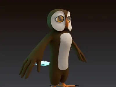 Stylized Owl NoRig Low-poly 3D model