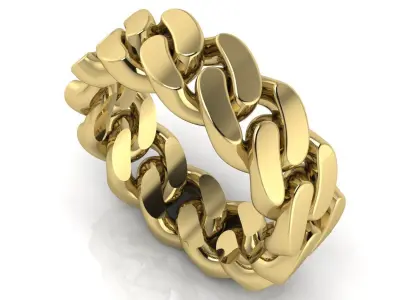 Cuban Link Chain Ring 7 mm Wide  - DIFERENT SIZES 3D print model