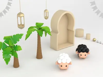 Adha Set palm tree 3D model