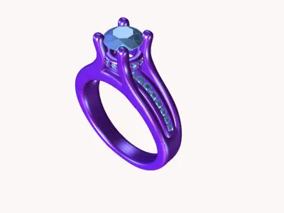 aj-012 diamond engagement ring gold and gold 3D print model