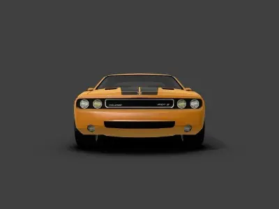 Low Poly Car Model orange dodge challenger Low-poly 3D model