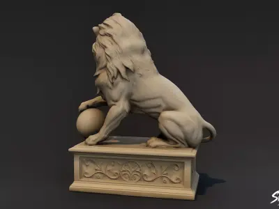 Lion Statue V3 Low-poly 3D model