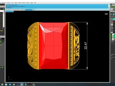 Luxury Dragon Engraved Square Gemstone Ring for Men 3371 3D print model