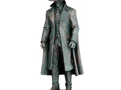 Mysterious Gentleman Statue 3d print and game ready 3D model