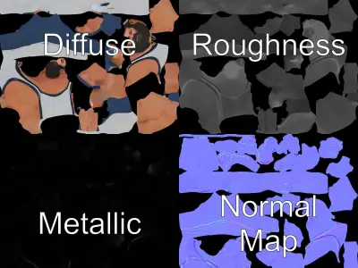 Bearded Casual Rigged and Animated D Character Model Low-poly 3D model