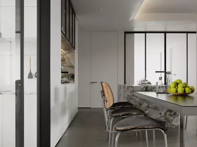 Modern living room dining room interior scenes 150 3D model