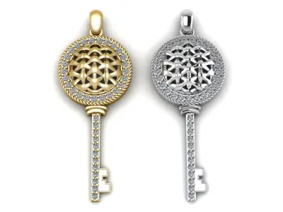 Fashion Daimond Key Pendant 3d Printable Model 3D print model