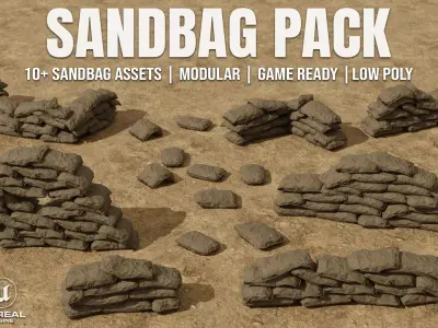 Sandbag Pack - 12 Modular Game Ready Assets with 4K PBR Support Low-poly 3D model