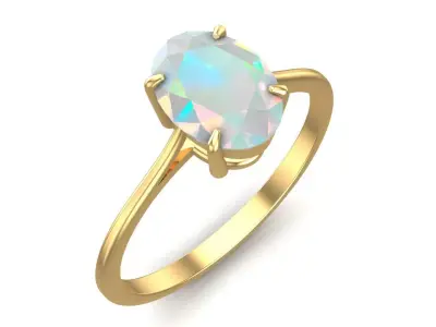 Oval Diamond Solitaire Ring 3D print model
