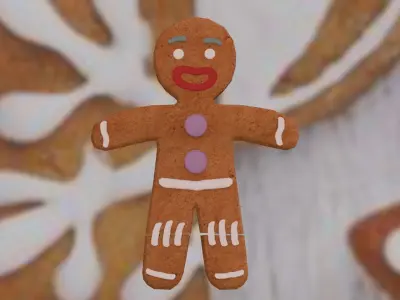 Christmas Gingerbread man Broken legs Low-poly 3D model