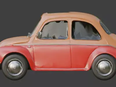 Stylized Pink Cartoon Compact Car 3D Model Low-poly 3D model by Choco-Bear