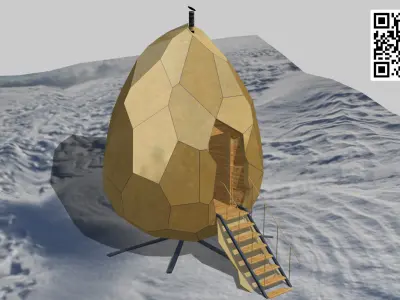 Solar Egg Sauna Low-poly 3D model