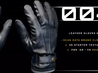 Leather Gloves 004 Low-poly 3D model